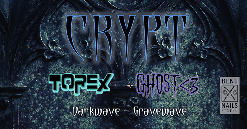 Crypt logo over a spooky background